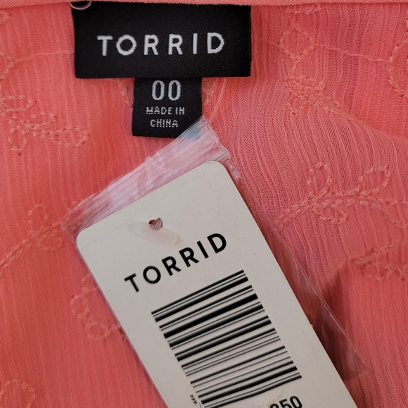 Torrid Pink Long Sleeve Sheer Shoulder Popover Skater Dress - Size 00 / M / 10 - Picture 7 of 8